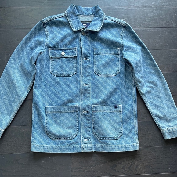 Wood wood blue printer denim jacket size small men - Picture 1 of 6